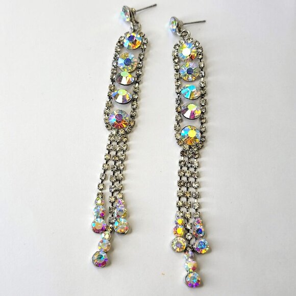 Crystal Chandelier Earrings With Aurora crystals bridal earrings - Picture 6 of 8